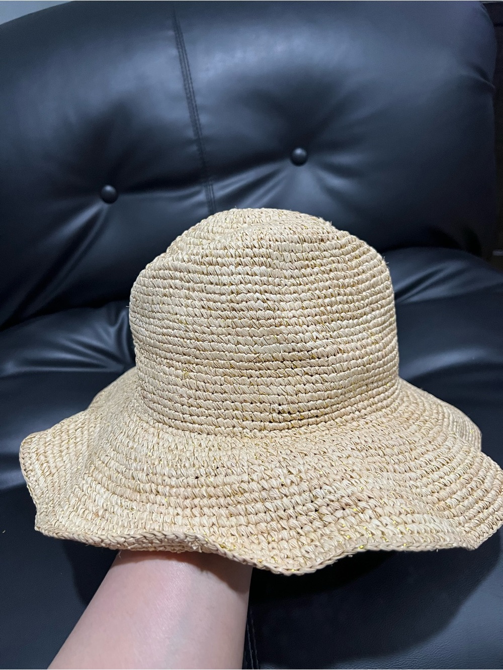 Nikki beach Natural Crochet Straw Bucket Hat - Lightweight Summer Sun Hat